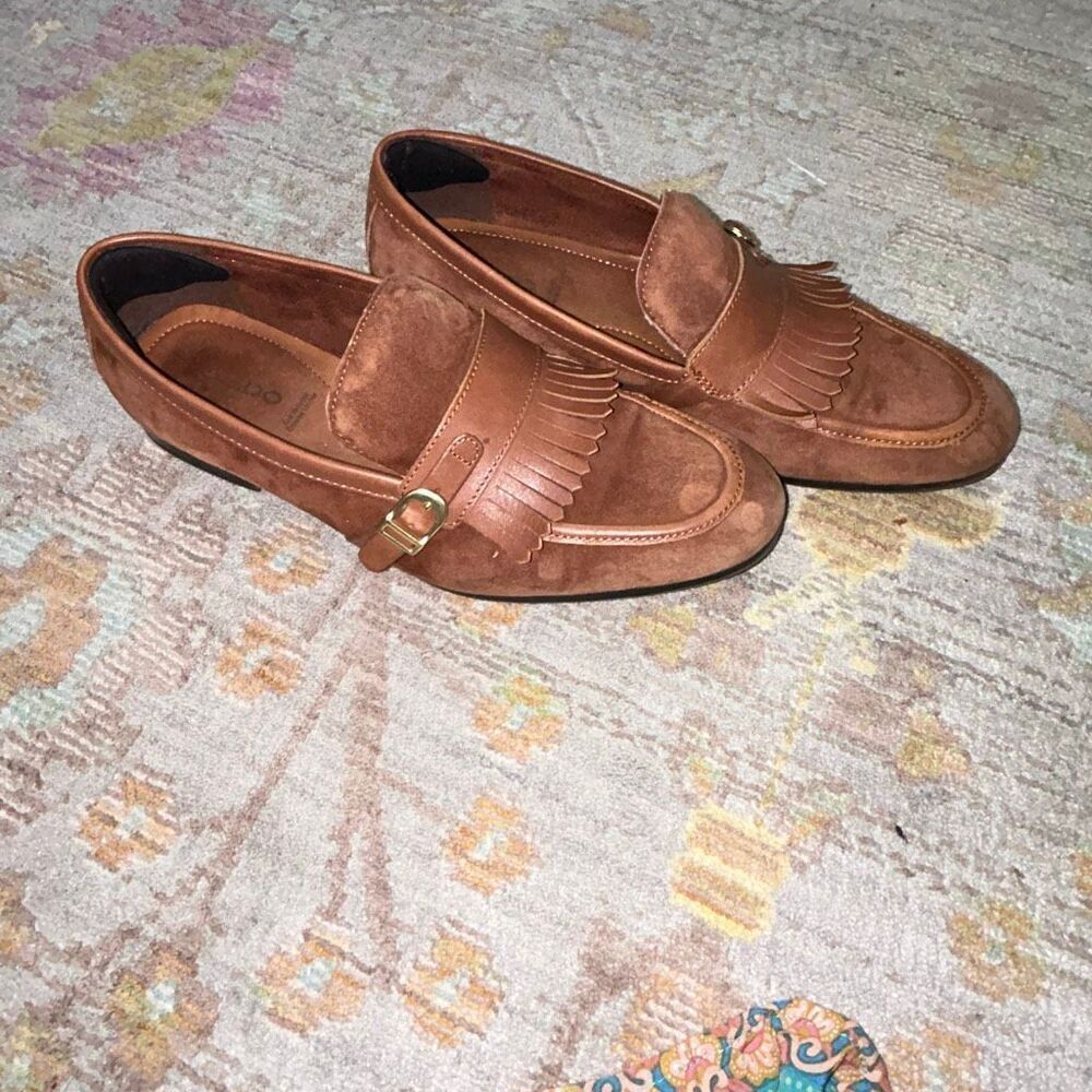Aldo brown suede kiltie loafer dress shoe sz 7 - Picture 2 of 4